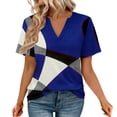 thumbnail image 2 of Blue Women's Short Sleeve T-shirt, Womens Tops Summer Short Sleeve V Neck Blouses Business Casual Loose Fit Tshirts Trendy Fashion Outfits,Women's Short sleeve T-shirt XXL, 2 of 4