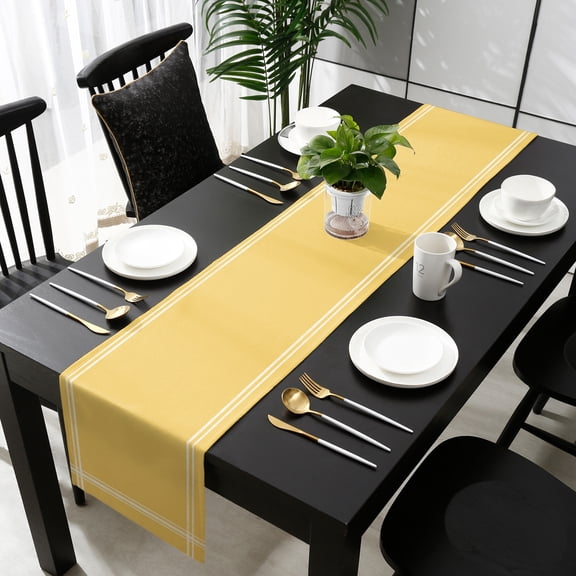 Yellow Solid, Cotton Linen Table Runner 18 x 72 inch Pure Color Non-slip Rectangular Dining Table Decor for Wedding Party Holiday Dinner