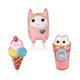 thumbnail image 1 of Juego de 3 broches de aleación de zinc con adorables dijes para bolsos con forma de gato y helado, 1 of 3