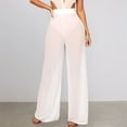 thumbnail image 2 of TrendOFT Women Ruffle Sheer Mesh Pants See Through Party Club Elastic High Waist Wide Leg Pants Bikini Bottom Swimsuit Cover up Beach Pants White XL, 2 of 9
