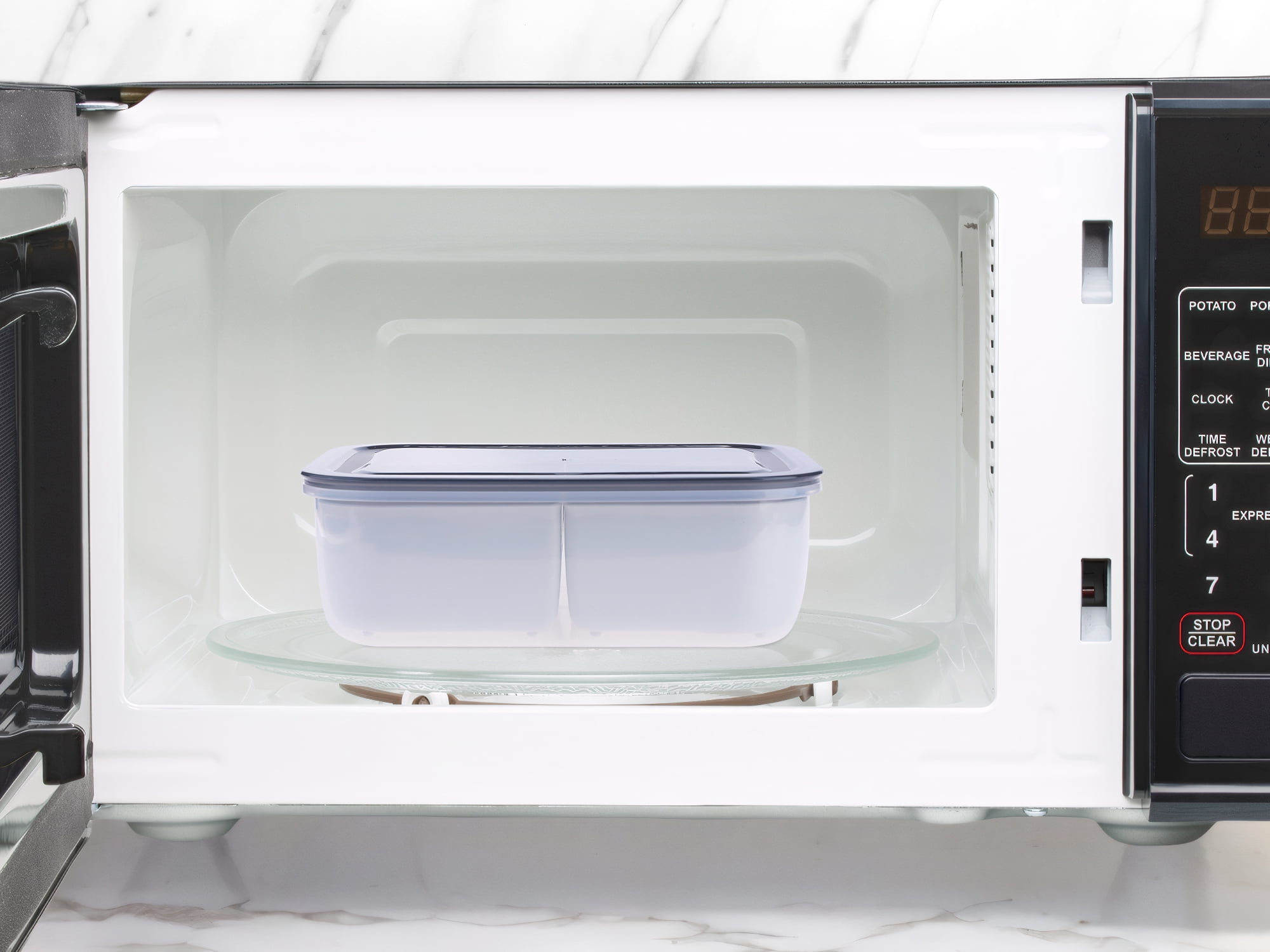 Unique Bargains Food Storage Containers Meal Prep 5 Packs 2 Grids-No Hollow