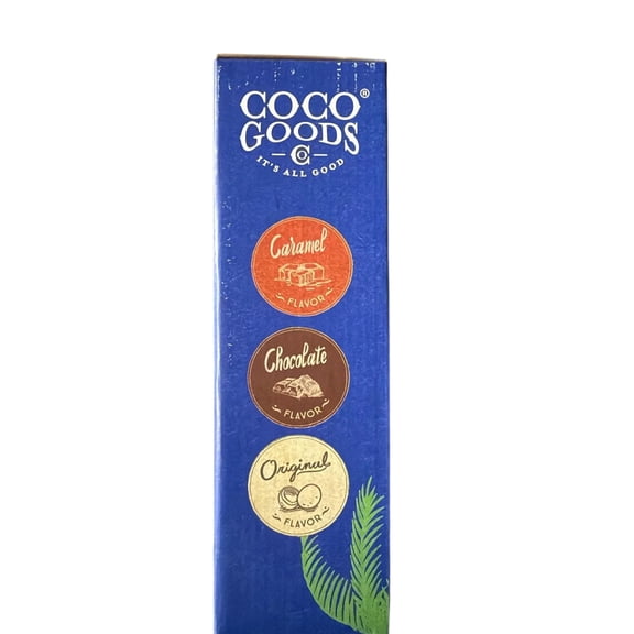 CocoGoods Co Organic Coconut Crisps Chips Chocolate, Original And Caramel Flavors 3 Bags 3.5 Oz