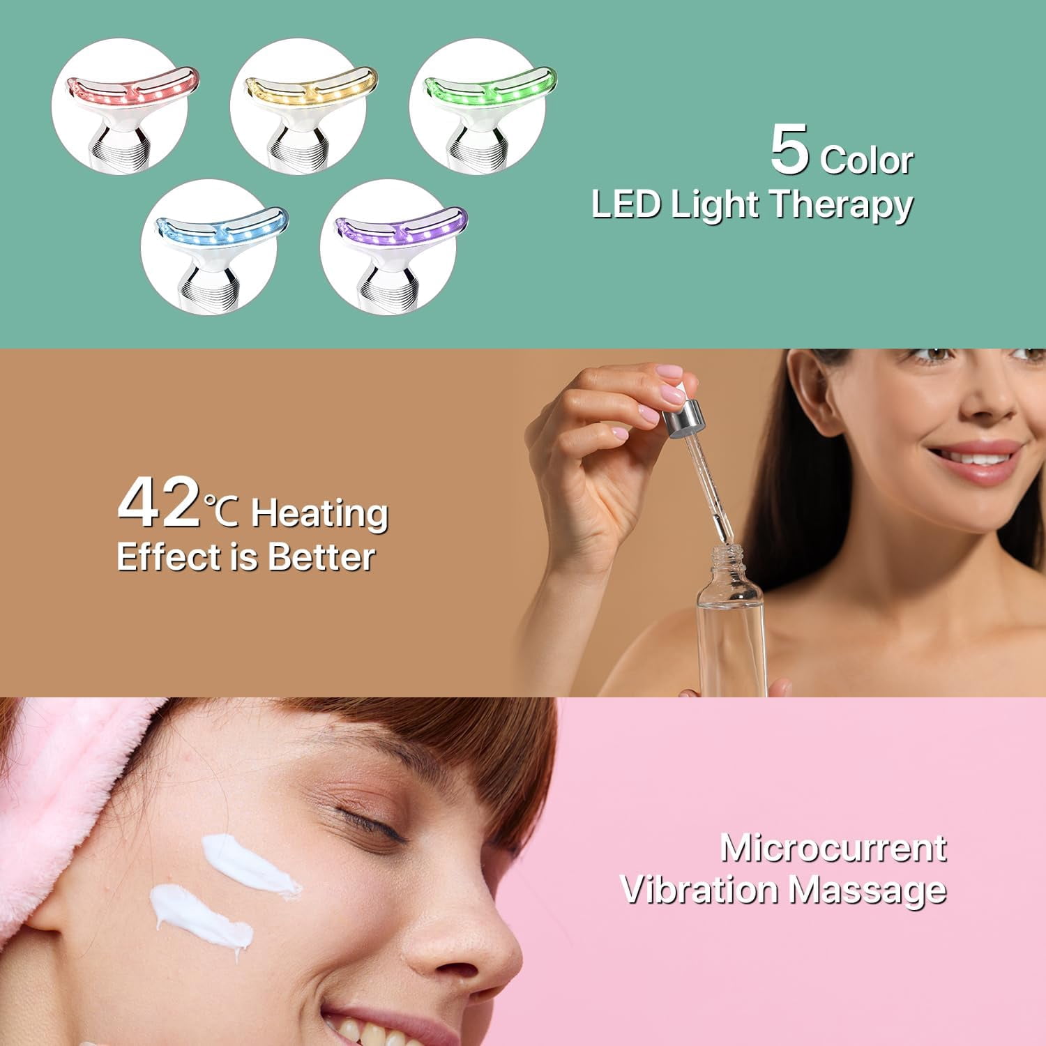 Red Light  for Face and Neck, 8-in-1 Led Face Neck Massager for Skin Care