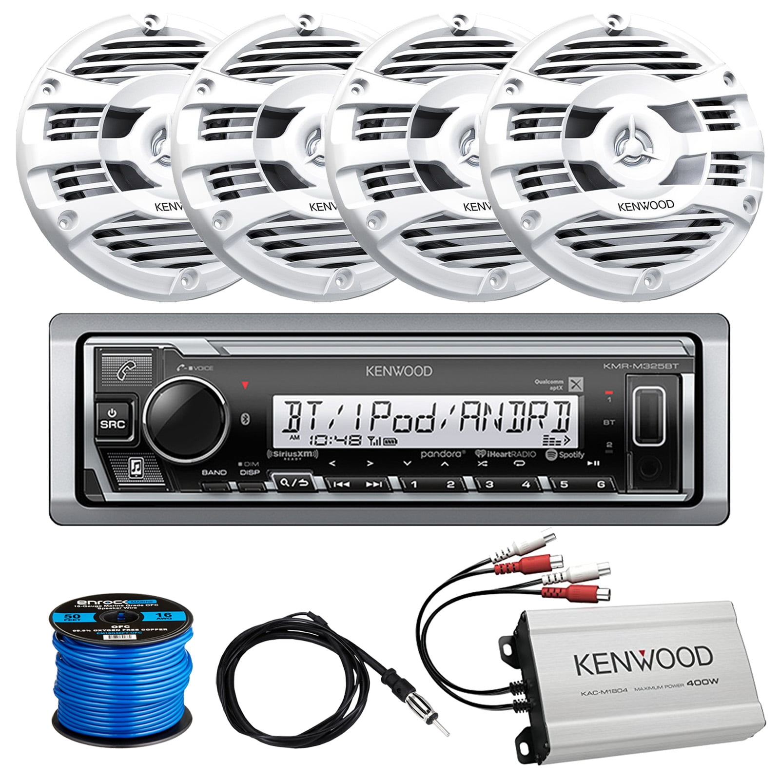 Kenwood KMRM325BT Marine SingleDIN Digital Media Bluetooth Receiver