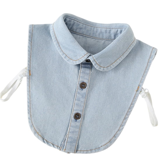 Denim False Collar for Kids, Versatile Denim Collar, Layering Essential for Girls (Sky Blue)