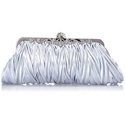 Bundles Bags - bundle monster womens vintage satin cocktail party handbag w/shoulder chain-silver