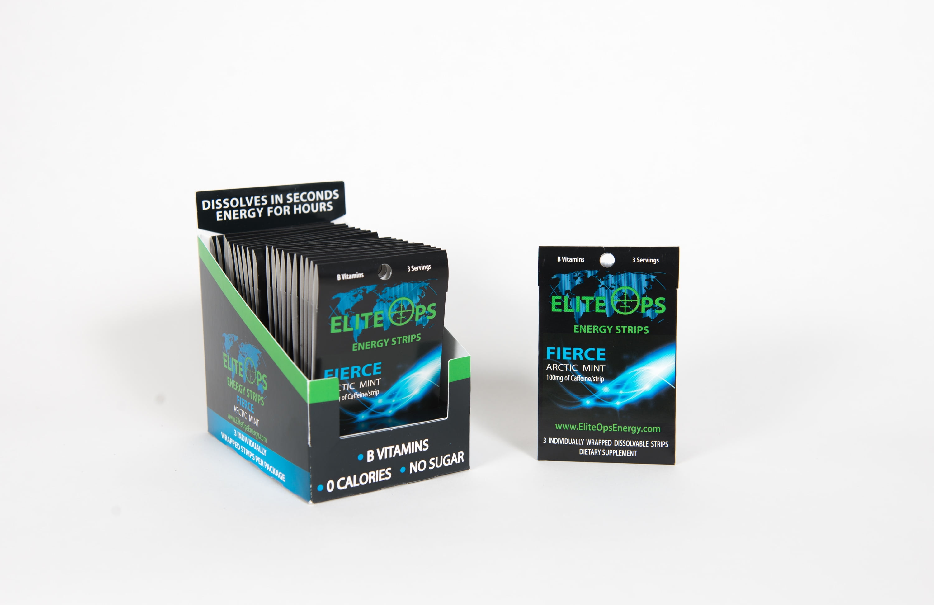EliteOps Energy Strips, Fierce Artic Mint, 60 servings
