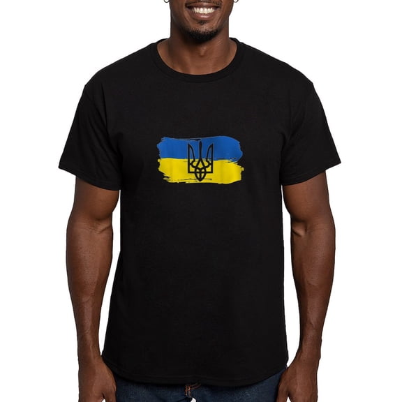 CafePress - I Stand With Ukraine Flag Emblem Map Patri T Shirt - Men's Fitted T-Shirt