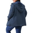 thumbnail image 3 of Agnes Orinda Women's Plus Size Rain Jacket Waterproof Fleece Lined Jackets Hooded Windbreaker Long Coat with Pockets 3X Navy Blue, 3 of 6