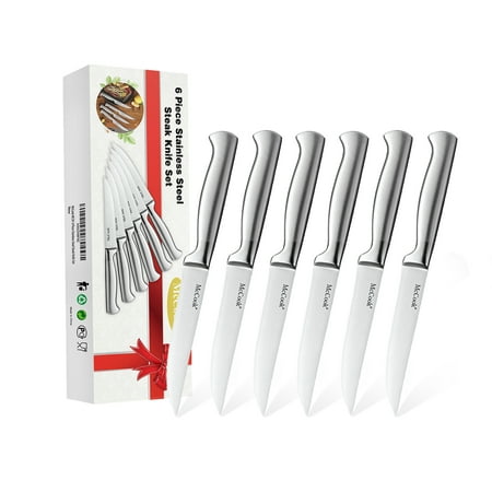 

Steak Knives McCook MC59 Full Tang Stainless Steel Kitchen Steak Knife Set of 6 Silver
