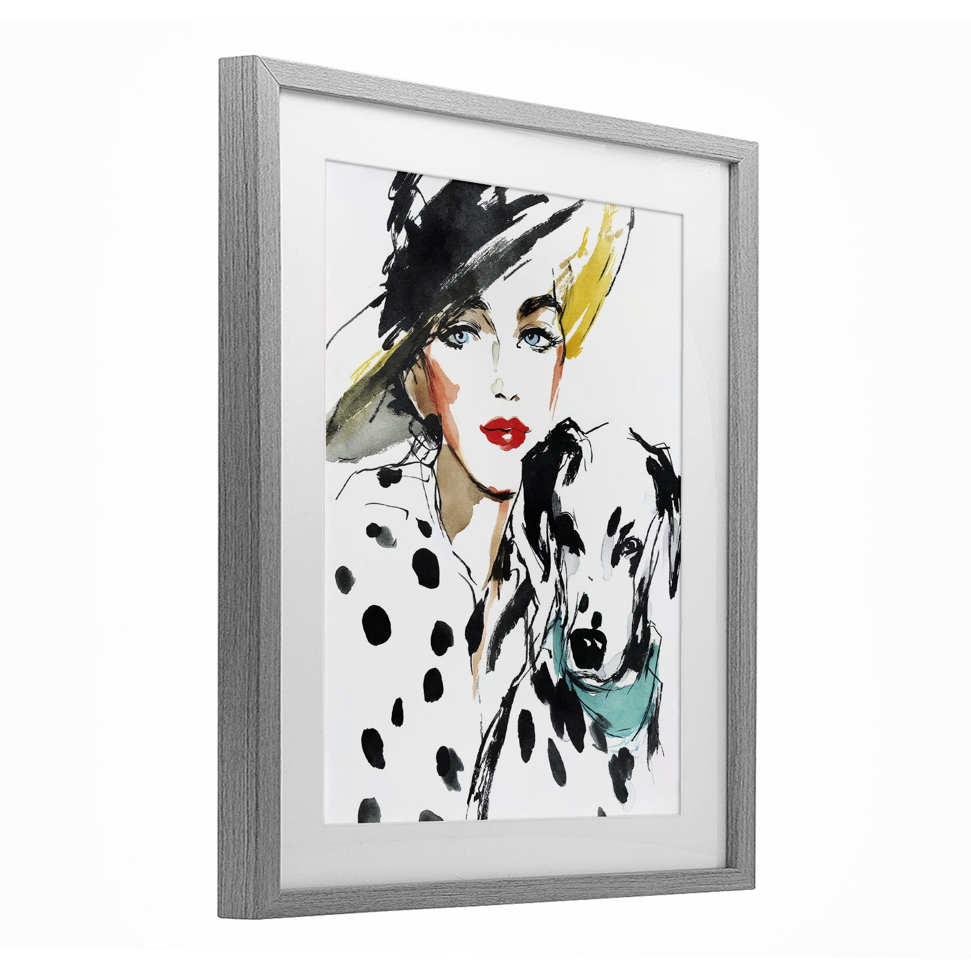 Stupell Industries Trendy Dalmatian Muse Gray Framed Print Under Glass, design by Svetlana Aleynikova