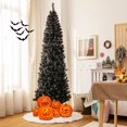 Gymax 7 FT Prelit Black Christmas Tree Artificial PVC Slim Pencil
