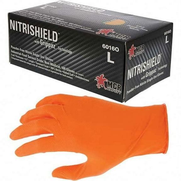 100 Pack MCR Safety 6016OXXL Disposable Gloves, Size 2X-Large, 6 mil, Nitrile