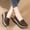 Brown, variant on Women's Platform Wedge Loafers Round Toe Slip On Low Top Business Work Office Dress Shoes Daily Non Slip Height Increase Casual Shoes
