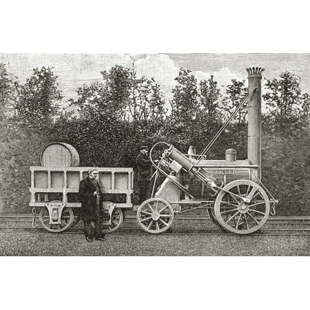 1829 Stephenson Rocket - George Stephensons Steam Engine The Rocket 1829 From The Book Short History Of The English People By JR Green Published London 1893 Stretched Canvas - Ken Welsh Design Pics (18 x 11)