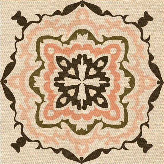 Ahgly Company Indoor Square Patterned Light Brown Area Rugs, 5' Square