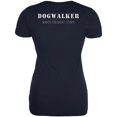 thumbnail image 2 of Dog Dogwalker Badge Makes Frequent Stops Navy Juniors Soft T-Shirt - Large, 2 of 2