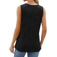 thumbnail image 5 of SLADYGLO Women Crew Neck Sleeveless Circular Shoulder Strap Texted Tank Top, 5 of 7
