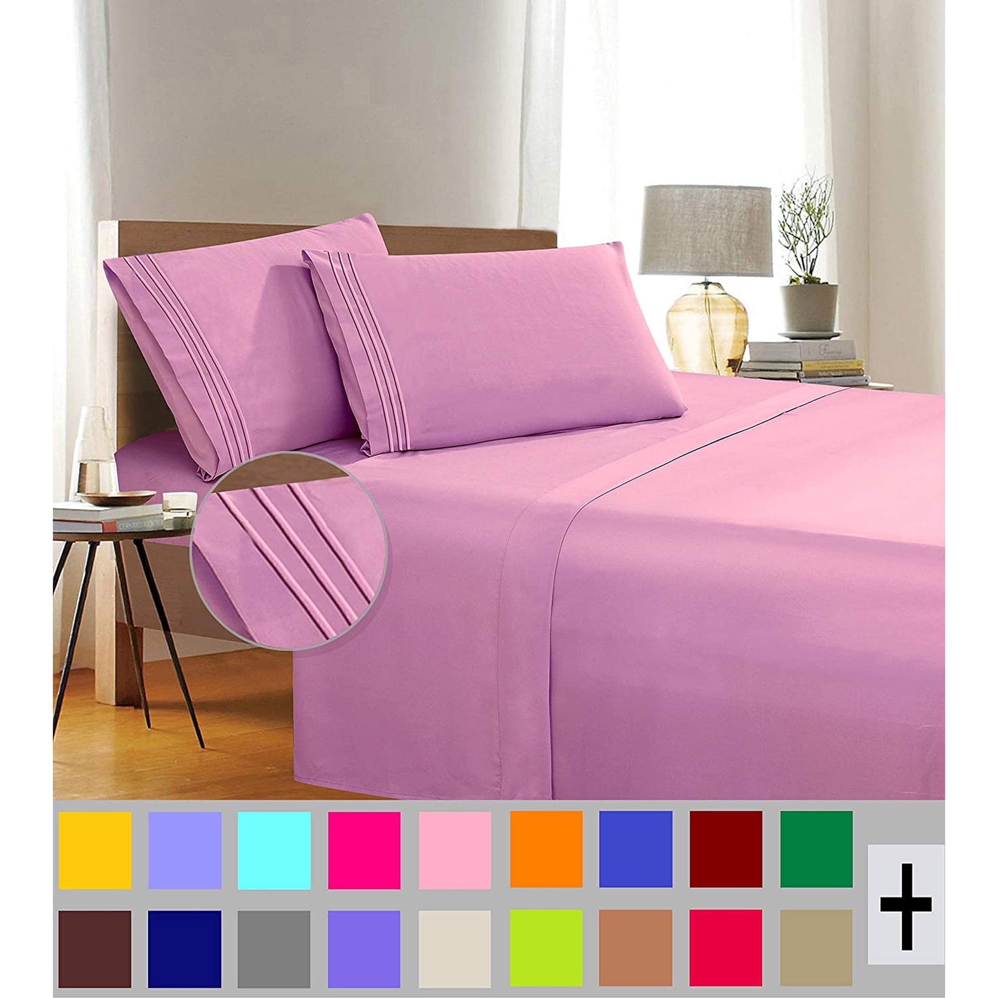 Elegant Comfort 1500 Series Pink Microfiber Sheet Set Queen (4 Pieces)