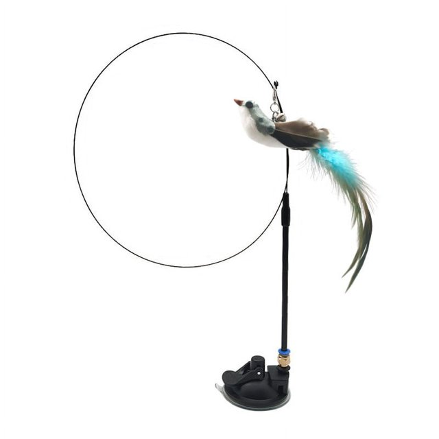 Pájaros del amor para gatos de Hi Feather, palo para gatos con ventosa y cabezal de repuesto resistente a las mordeduras de campana