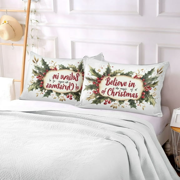 Pillow Case Plush Pillow Red Merry Christmas Deisgn Wreath Case standard size/King size/Queen size Bed Pillow Pillowcases
