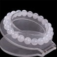 thumbnail image 2 of Natural White Quartz Gemstone 8mm Round Beads Stretch Bracelet 7 Inch Unisex, 2 of 3