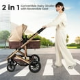 thumbnail image 3 of INFANS 2 in 1 Baby Stroller, Folding Newborn Pram Convertible Stroller Bassinet for Infant Foldable High Landscape Shock Absorption with Reversible Seat Aluminum Structure for Pushchair, 3 of 9