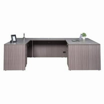 Boss Offie Products 66" U-Shape Desk with 2 File Pedestals in Driftwood