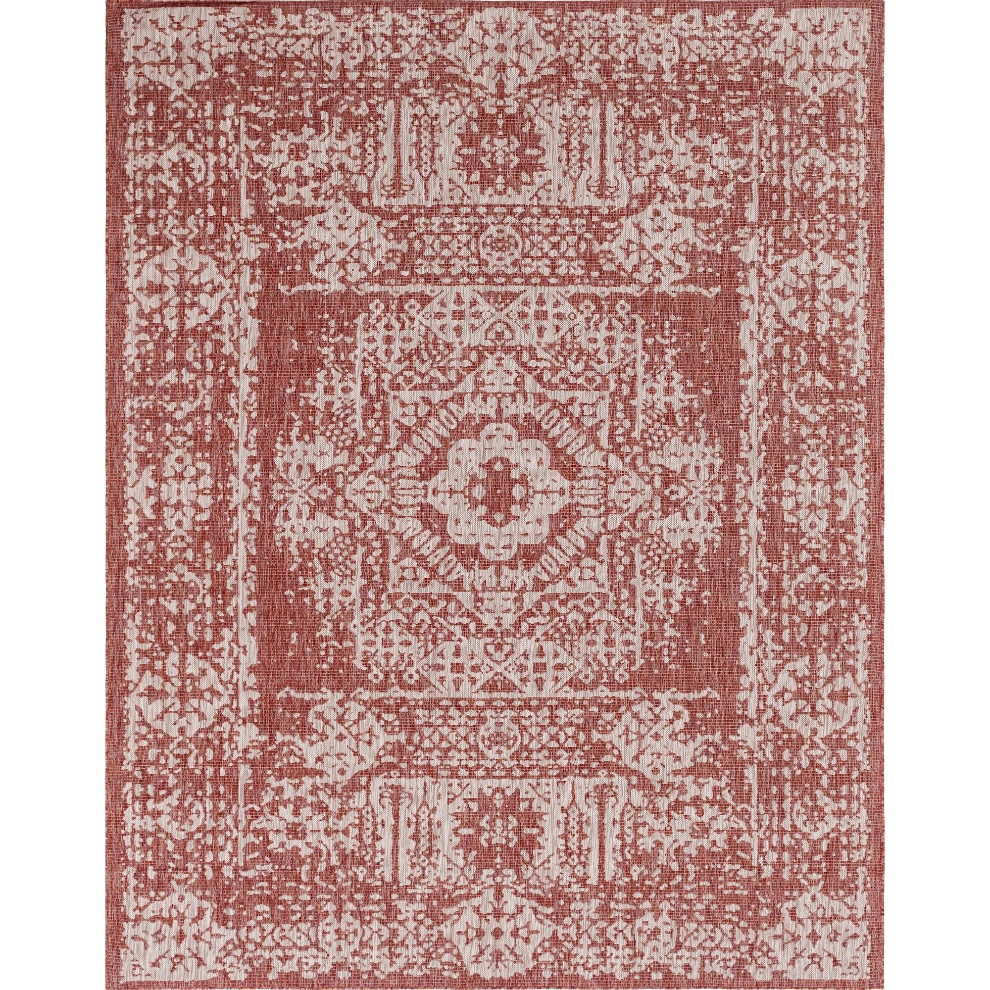 Unique Loom 9' x 12' Red Outdoor Rug
