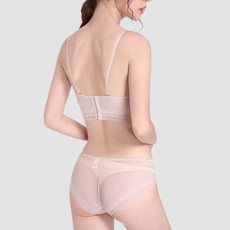 Hesxuno Womens Sexy Ultra-Thin High Beauty Lace Underwear Two-Piece Set