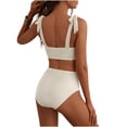 thumbnail image 4 of Maqroz Modest Swimwear for Women 2 Piece Striped Swimsuits High Waisted Square Neck Bathing Suits Cute 2026 Trendy Knot-Front Bikini Set, 4 of 6