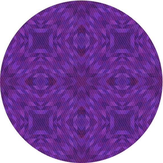 Ahgly Company Indoor Round Patterned Bright Purple Area Rugs, 5' Round