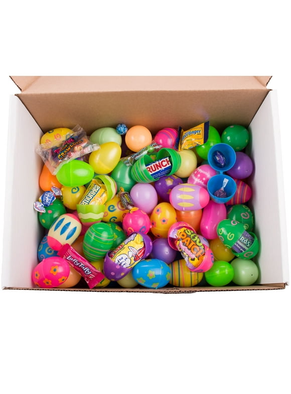 Bulk Filled Egg Hunt Plastic Easter Eggs, Assort Patterns & Colors, Candy & Party Favors
