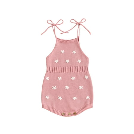 

EYIIYE Baby Girl Summer Romper Crochet Flower Sleeveless Tie Strap Bodysuit