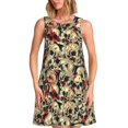 thumbnail image 1 of Fotbe Skulls1 Vestido de Verano sin Mangas para Mujer – Vestido Midi Línea A, Estilo Camiseta Floral, Vestido Playero Casual y Fluido, 1 of 7