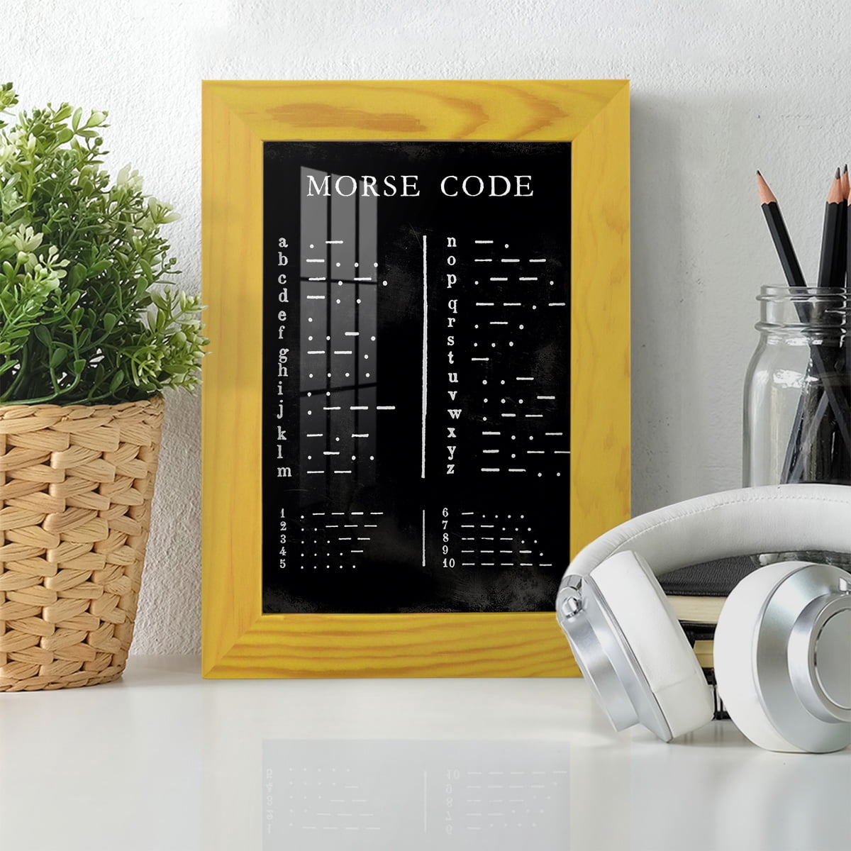 Morse Code Chart - Framed Print w/glass - Sunflower Yellow