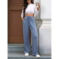 thumbnail image 4 of Pantalones Deportivos Casuales para Mujer, de Pierna , Holgados, con Cordón Ajustable, Cintura Alta, Elásticos y Bolsillos. Azul M, 4 of 9