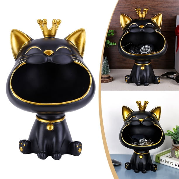 Bsvklp Caja Almacenamiento Estatuillas Gato Bonita Caja Llaves Gato para Del (negro)