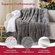 Buzio 48” x 72” Sherpa Fleece Weighted Blanket for Adults 15 Pounds Dual Sided Soft Cozy Fuzzy Heavy Throw Blankets,Gray White