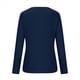 thumbnail image 5 of Camiseta de Mujer con Encaje de Piña y Costuras, Color Liso, Larga, Cuello Redondo, Informal. Azul Marino S, 5 of 7