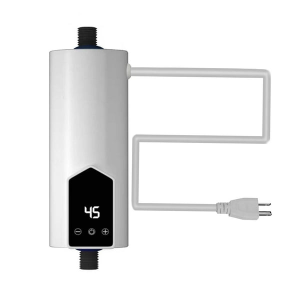 Electric Instant Hot Water Heater Shower Electric Tankless Shower Hot Water Faucet Kitchen Bathroom Instantaneous Water Heater Tap, White