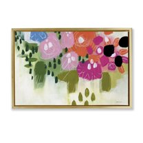Stupell Industries Abstract Brushed Floral Botanical & Floral Painting Gold Floater Framed Art Print Wall Art, 31 x 21