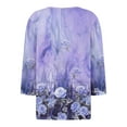 thumbnail image 6 of WTOBBY Women's Floral Print V-Neck 3/4 Sleeve Loose Fit Versatile Blouse Top for Casual Spring Fall Fashion and Everyday Comfortable Outfits,Purple M, 6 of 6