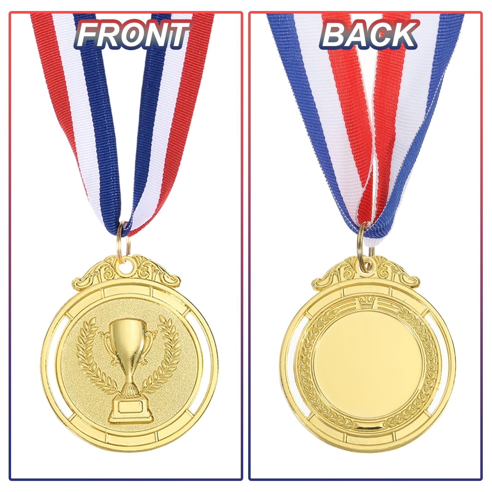 Uxcell Award Metals Winner Medals Prize with Neck Ribbon Red White Blue Gold
