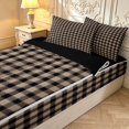 thumbnail image 3 of Manfei Vintage Plaid Zipper Queen Comforter Set with Fitted Sheet and 2 Pillowcases,Retro Grid Zipper Bedding Set,Gray Black,Black Reversible,4pcs, 3 of 8