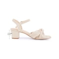 thumbnail image 2 of BLISSFUL STEP Women's Bow Knot Block Heel Ankle Strap Sandals Beige (Size 5), 2 of 7