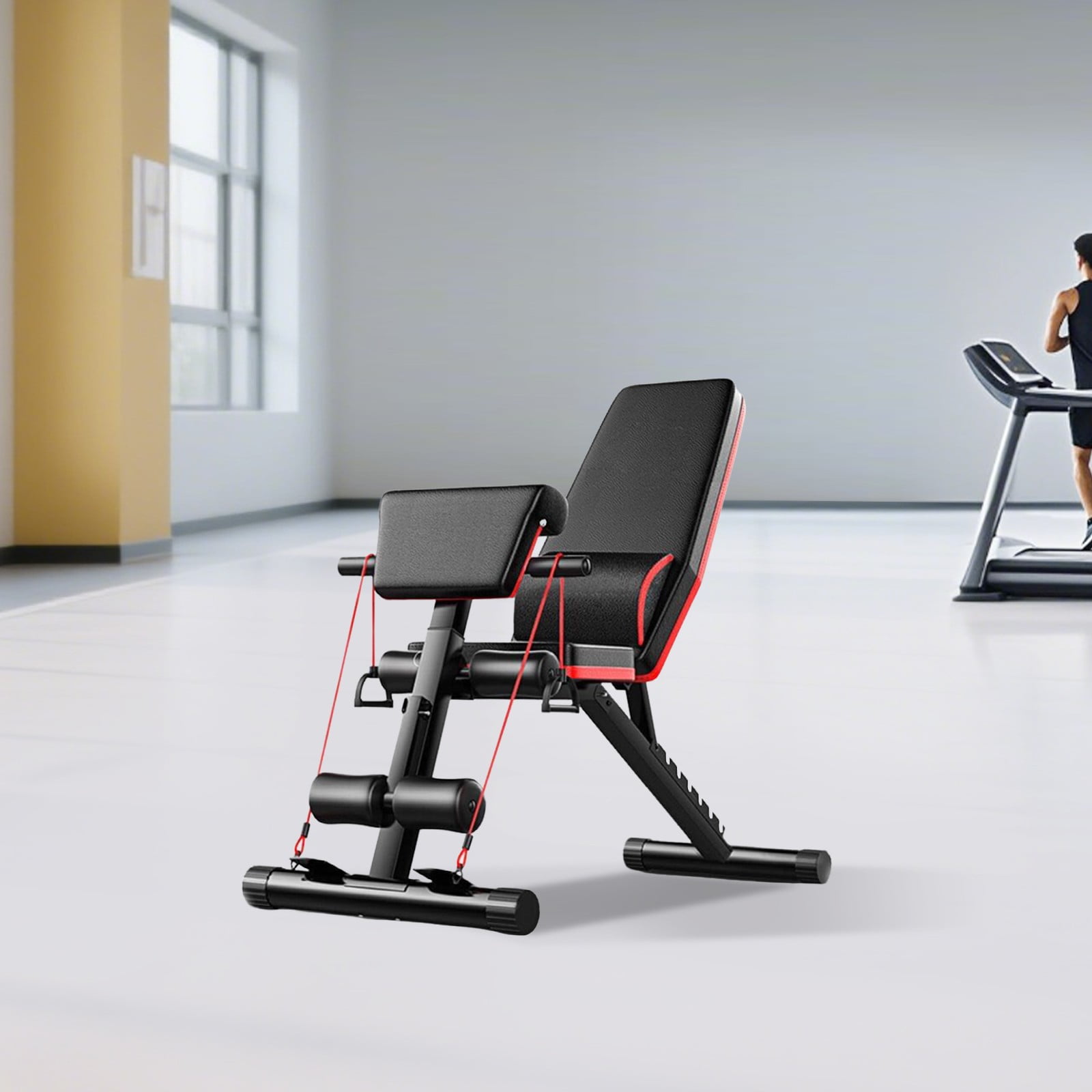 1* Black Adjustable Strength Training Bench, Training Bench for Full Body Workout, Weight Bench, Product Size: 130*42in/51.18*16.5in, Foldable Product Size: 68*48*29cm/26.77*18.9*11.42in