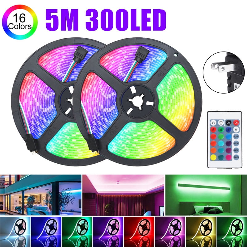 Le Led Strip Lights 6 6 9 8 16 4 32 8ft Rgb 2835 Led Strips With Remote Controller Color Changing Tape Light With 12v Power Supply For Room Bedroom Tv Kitchen Desk Walmart Canada