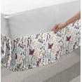 thumbnail image 2 of Spring Bed Skirt, Pattern with Doodles of Flowers and Butterflies Hand Drawn Curvy Ornamental Elements, Elastic Bedskirt Dust Ruffle Wrap Around for Bedding Decor, 4 Sizes, Multicolor, by Ambesonne, 2 of 2