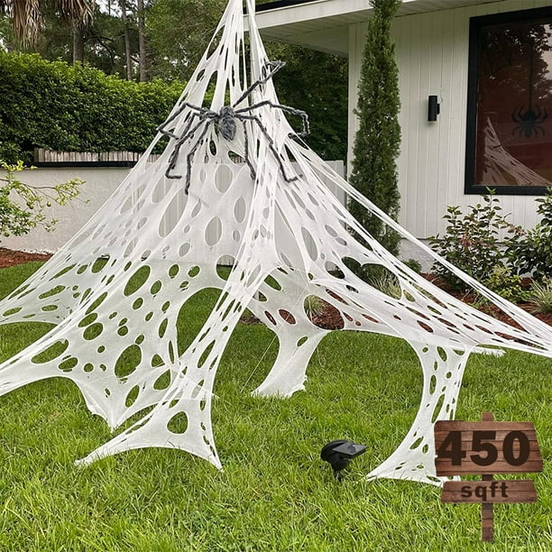 450 sqft Spider Webs Halloween Decorations, Stretchy Beef Netting